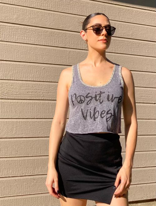 Positive vibes cropped tank