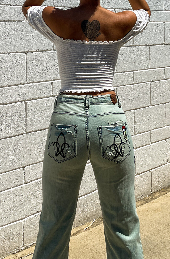"Rip/Torn Flower Patch" Jeans